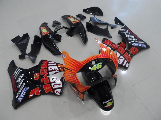 1998-1999 Black Rossi Honda CBR900RR 919 Motorbike Fairing Kits 1998-1999 Black Rossi Honda CBR900RR 919 Motorbike Fairing Kits