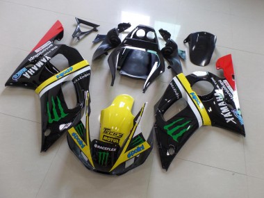 Abs 1998-2002 Black Yellow Monster Yamaha YZF R6 Bike Fairings