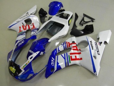 1998-2002 Blue White Fiat Yamaha YZF R6 Motorcycle Fairings Kit