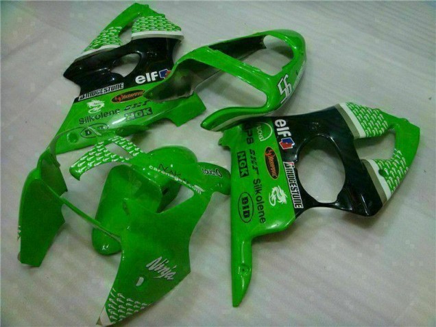 2000-2002 Green Black Kawasaki ZX6R Motor Bike Fairings
