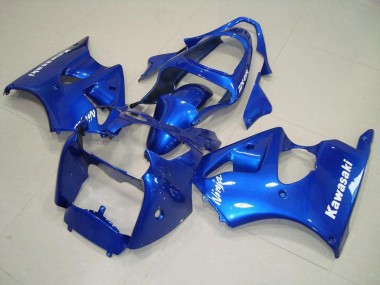 Abs 2000-2002 Blue with White Decals Kawasaki ZX6R Motorcycle Replacement Fairings