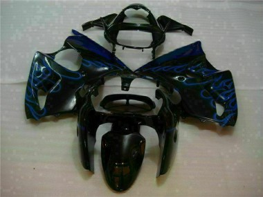 Abs 2000-2002 Black with Blue Flame Kawasaki ZX6R Motorbike Fairings