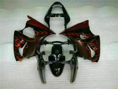 Abs 2000-2002 Black Red Flame Kawasaki ZX6R Motorcycle Fairing Kits