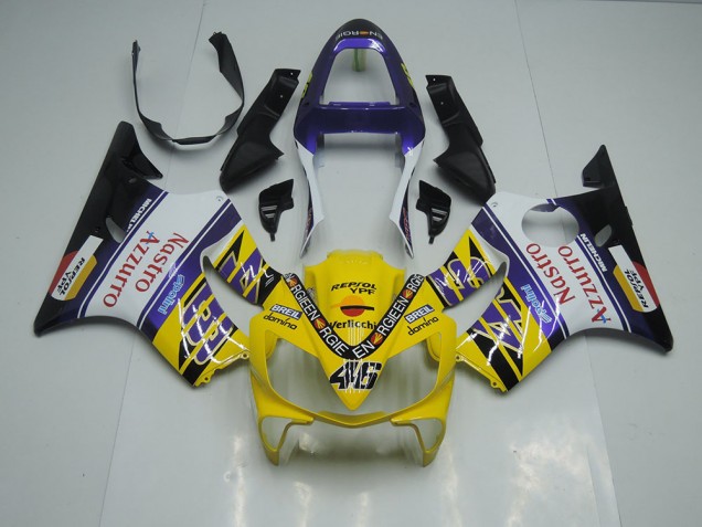 2001-2003 Yellow White Nastro Azzurro Honda CBR600 F4i Motorbike Fairing 2001-2003 Yellow White Nastro Azzurro Honda CBR600 F4i Motorbike Fairing