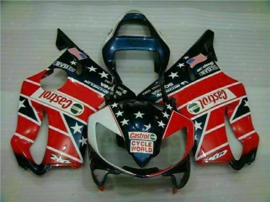 Abs 2001-2003 Red White Blue Castrol Cycle World Honda CBR600 F4i Motorcycle Fairings Kits