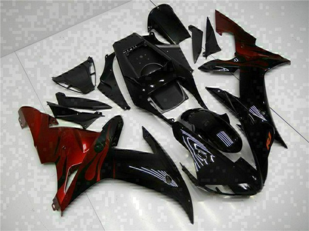 2002-2003 Black Yamaha YZF R1 Motorcycle Fairings 2002-2003 Black Yamaha YZF R1 Motorcycle Fairings
