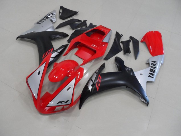 Abs 2002-2003 Red Matte Silver Yamaha YZF R1 Motorcycle Fairing Kit