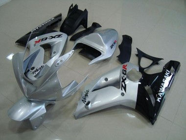 Abs 2003-2004 Silver Black Kawasaki ZX6R Motorcycle Fairing Kit