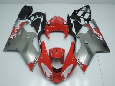 2003-2006 Silver and Red Aprilia RSV1000 Motorbike Fairing Kits