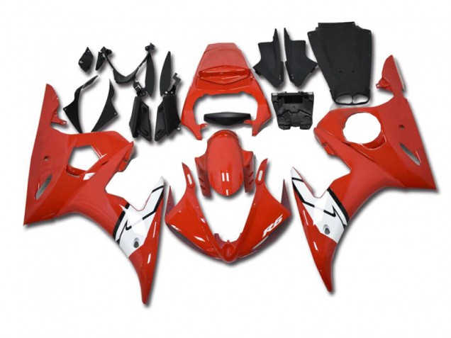2003-2005 Red White Yamaha YZF R6 Motorbike Fairing Kits 2003-2005 Red White Yamaha YZF R6 Motorbike Fairing Kits