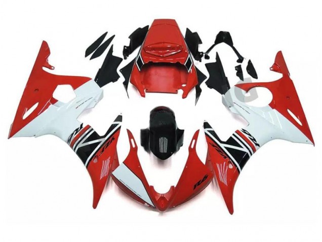 2003-2005 Red White Black Yamaha YZF R6 Motorcycle Fairings Kits 2003-2005 Red White Black Yamaha YZF R6 Motorcycle Fairings Kits