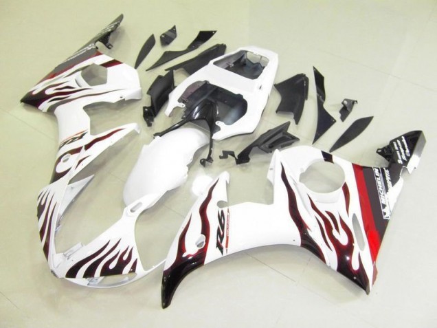 2003-2005 White and Flame Yamaha YZF R6 Bike Fairing