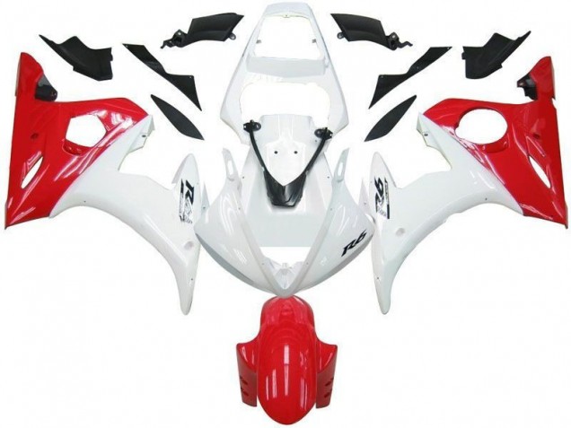 2003-2005 White Red Yamaha YZF R6 Motorbike Fairing Kits 2003-2005 White Red Yamaha YZF R6 Motorbike Fairing Kits