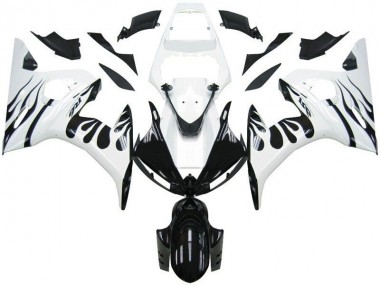 2003-2005 White Flame Black Yamaha YZF R6 Motorcycle Fairings Kits