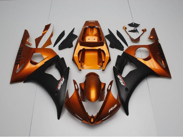 2003-2005 Brown and Matte Black Yamaha YZF R6 Bike Fairings
