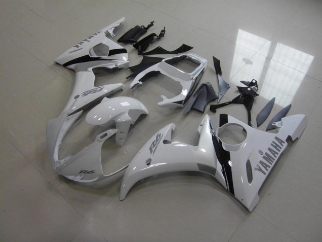 2003-2005 White and Grey Decals Yamaha YZF R6 Bike Fairing Kit 2003-2005 White and Grey Decals Yamaha YZF R6 Bike Fairing Kit