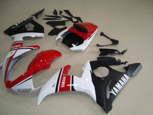 2003-2005 Red White Matte Black Yamaha YZF R6 Moto Fairings 2003-2005 Red White Matte Black Yamaha YZF R6 Moto Fairings