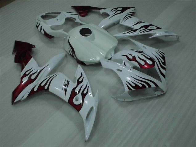 2004-2006 White Red Flame Yamaha YZF R1 Motorcyle Fairings 2004-2006 White Red Flame Yamaha YZF R1 Motorcyle Fairings