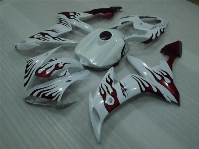 2004-2006 White Red Flame Yamaha YZF R1 Motorcyle Fairings 2004-2006 White Red Flame Yamaha YZF R1 Motorcyle Fairings