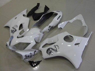 Abs 2004-2007 White with Black Dragon Honda CBR600 F4i Motorcycle Fairings