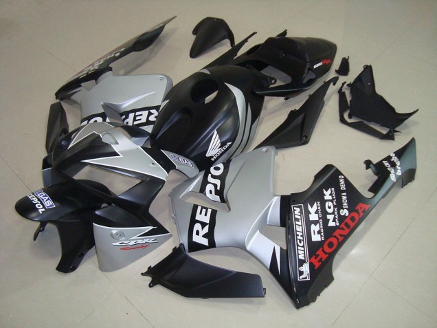 2005-2006 Matte Black Silver Repsol Honda CBR600RR Bike Fairings 2005-2006 Matte Black Silver Repsol Honda CBR600RR Bike Fairings