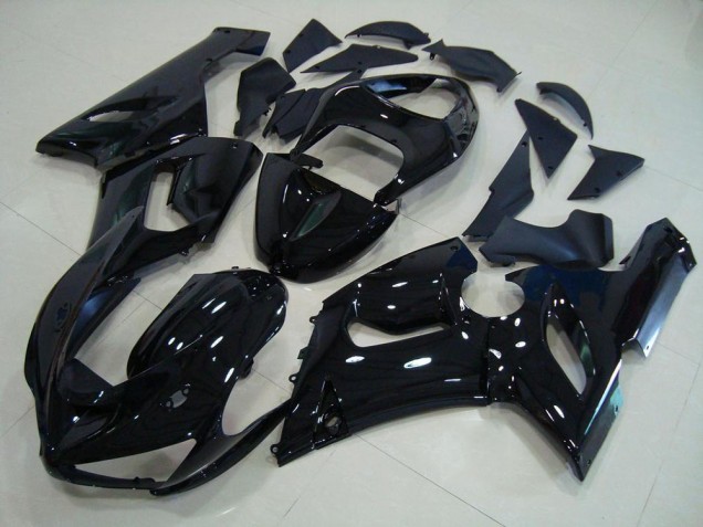 2005-2006 Glossy Black Kawasaki ZX6R Motorcycle Fairings 2005-2006 Glossy Black Kawasaki ZX6R Motorcycle Fairings
