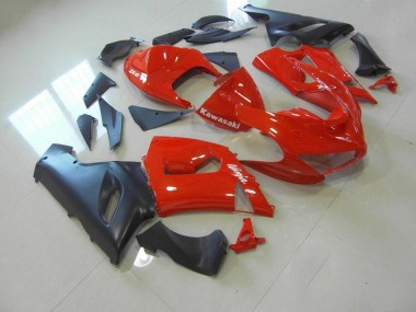 Abs 2005-2006 Red and Matte Black Kawasaki ZX6R Bike Fairings