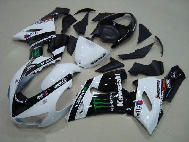 Abs 2005-2006 White Monster Kawasaki ZX6R Motor Bike Fairings