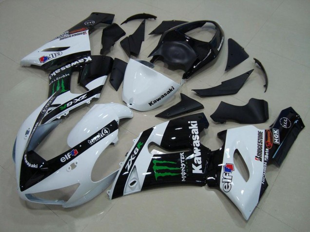 2005-2006 White Monster Kawasaki ZX6R Motor Bike Fairings 2005-2006 White Monster Kawasaki ZX6R Motor Bike Fairings