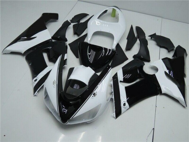 2005-2006 Black White Kawasaki ZX6R Moto Fairings 2005-2006 Black White Kawasaki ZX6R Moto Fairings