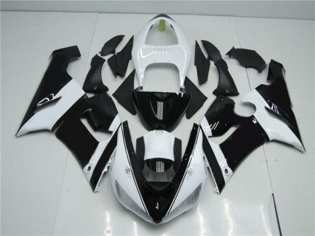 2005-2006 Black White Kawasaki ZX6R Moto Fairings 2005-2006 Black White Kawasaki ZX6R Moto Fairings