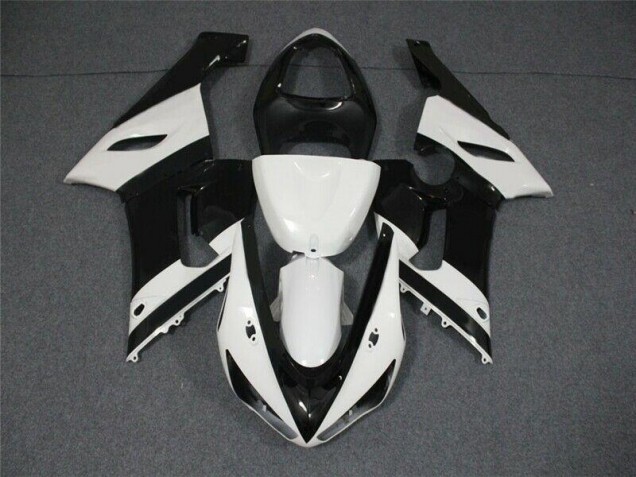 2005-2006 Black White Kawasaki ZX6R Motorcycle Replacement Fairings 2005-2006 Black White Kawasaki ZX6R Motorcycle Replacement Fairings