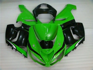 2005-2006 Green White Black Kawasaki ZX6R Motorcyle Fairings
