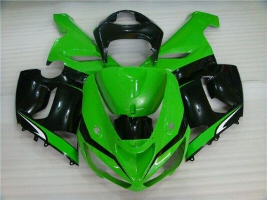 Abs 2005-2006 Green White Black Kawasaki ZX6R Motorcyle Fairings