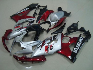 Abs 2005-2006 Silver Red Suzuki GSXR 1000 Bike Fairings