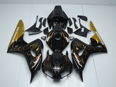 Abs 2006-2007 Black Gold Flame Honda CBR1000RR Motor Bike Fairings