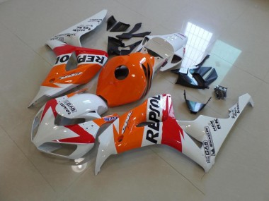 Abs 2006-2007 White and Orange Repsol Honda CBR1000RR Replacement Motorcycle Fairings