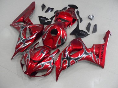 Abs 2006-2007 Red with Black Grey Flame Honda CBR1000RR Motorcycle Bodywork