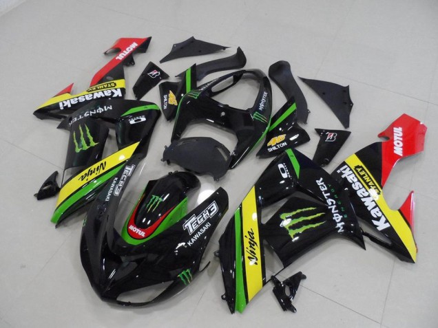 2006-2007 Black Yellow Monster Kawasaki ZX10R Motorcycle Replacement Fairings 2006-2007 Black Yellow Monster Kawasaki ZX10R Motorcycle Replacement Fairings