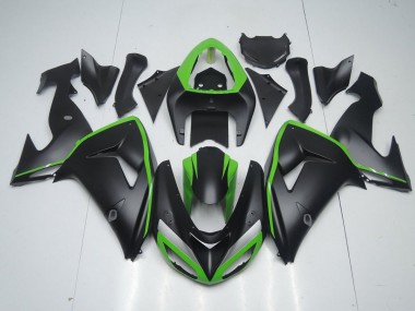 Abs 2006-2007 Matte Black with Green Line Kawasaki ZX10R Motorcycle Fairing Kits