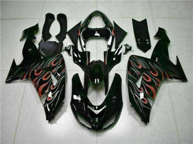 Abs 2006-2007 Black Red Flame Kawasaki ZX10R Motorcyle Fairings