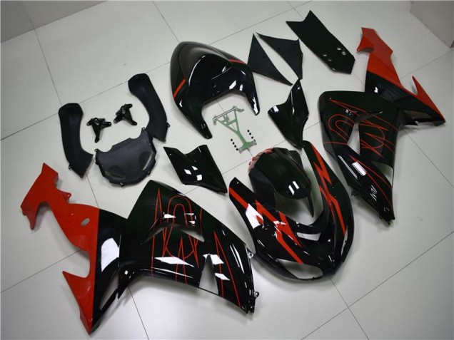 2006-2007 Black Red Kawasaki ZX10R Motorcycle Fairings 2006-2007 Black Red Kawasaki ZX10R Motorcycle Fairings