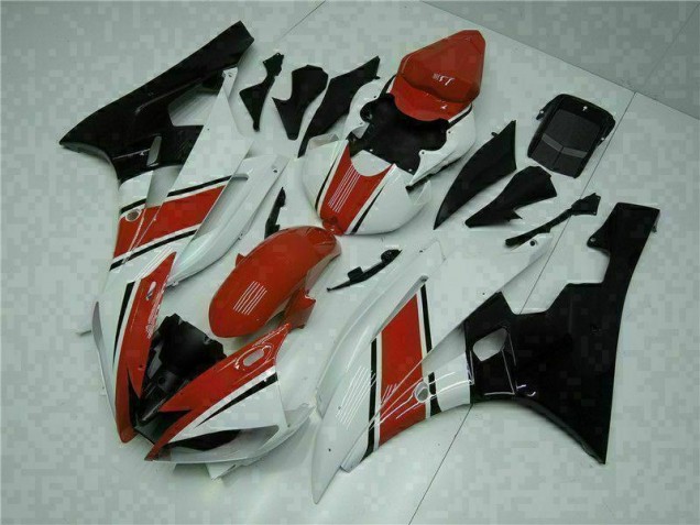 2006-2007 Red White Yamaha YZF R6 Motorcycle Fairings & Plastics 2006-2007 Red White Yamaha YZF R6 Motorcycle Fairings & Plastics