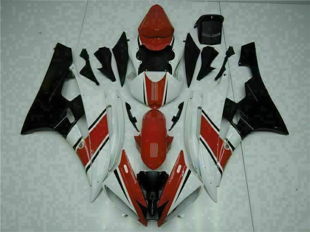 2006-2007 Red White Yamaha YZF R6 Motorcycle Fairings & Plastics 2006-2007 Red White Yamaha YZF R6 Motorcycle Fairings & Plastics