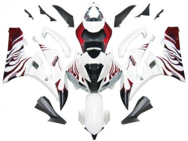 2006-2007 White Red Flame Yamaha YZF R6 Motorcycle Fairing