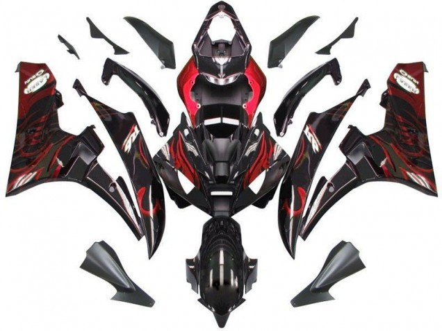 2006-2007 Black Red Flame Yamaha YZF R6 Bike Fairing 2006-2007 Black Red Flame Yamaha YZF R6 Bike Fairing