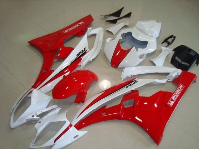 2006-2007 Red White Yamaha YZF R6 Motorcycle Fairing 2006-2007 Red White Yamaha YZF R6 Motorcycle Fairing