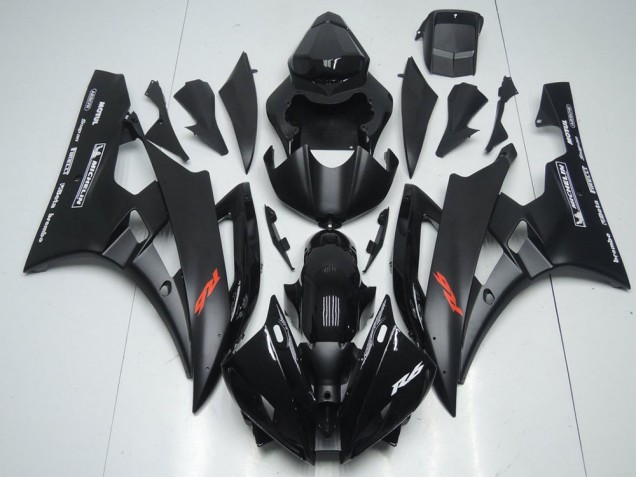 2006-2007 Matte Black and Glossy Black Yamaha YZF R6 Motorbike Fairing Kits 2006-2007 Matte Black and Glossy Black Yamaha YZF R6 Motorbike Fairing Kits