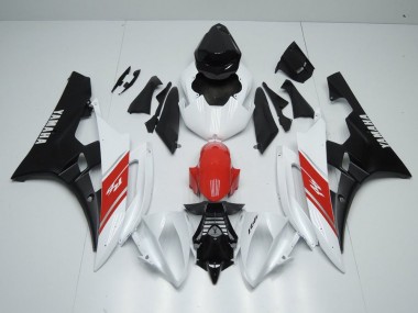 2006-2007 White Red and Matte Black Yamaha YZF R6 Motorbike Fairings