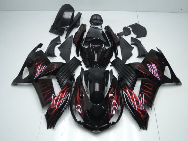 ABS 2006-2011 Red Flame Kawasaki Ninja ZX14R Motorcycle Fairing Kits & Plastic Bodywork MF3819